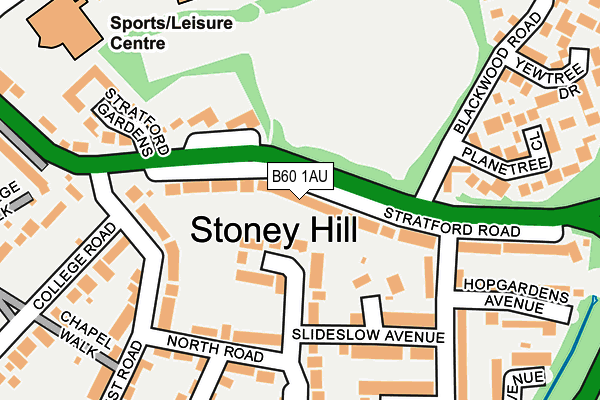 B60 1AU map - OS OpenMap – Local (Ordnance Survey)