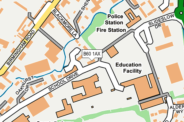 B60 1AX map - OS OpenMap – Local (Ordnance Survey)