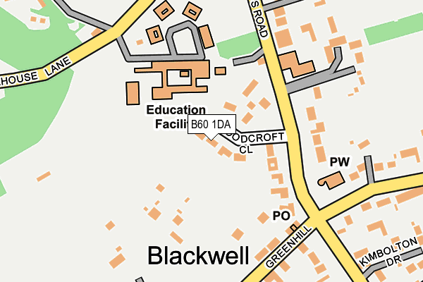 B60 1DA map - OS OpenMap – Local (Ordnance Survey)