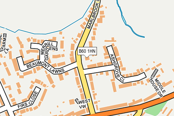 B60 1HN map - OS OpenMap – Local (Ordnance Survey)
