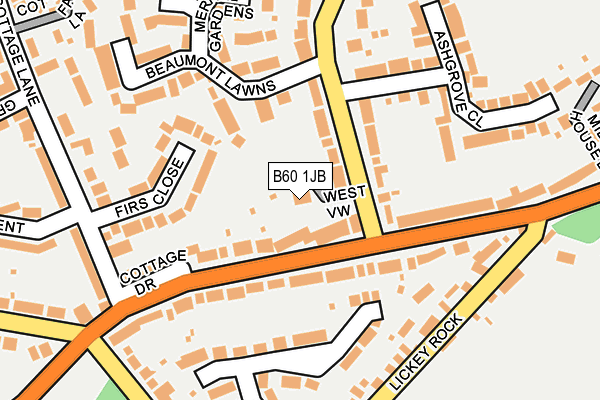 B60 1JB map - OS OpenMap – Local (Ordnance Survey)