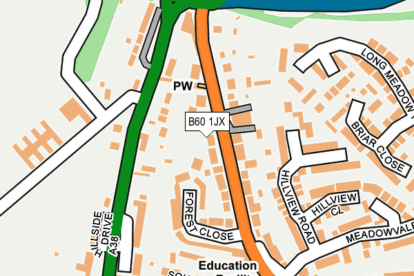 B60 1JX map - OS OpenMap – Local (Ordnance Survey)