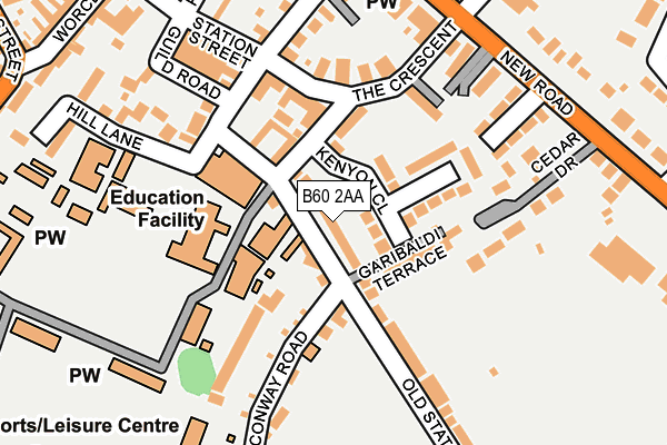 B60 2AA map - OS OpenMap – Local (Ordnance Survey)