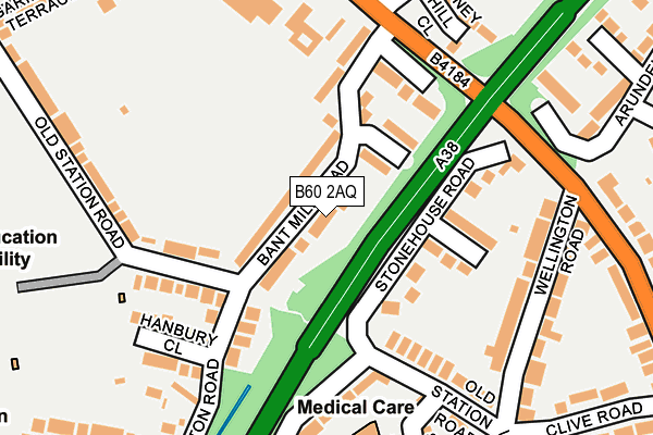 B60 2AQ map - OS OpenMap – Local (Ordnance Survey)