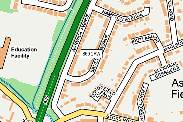 B60 2AW map - OS OpenMap – Local (Ordnance Survey)