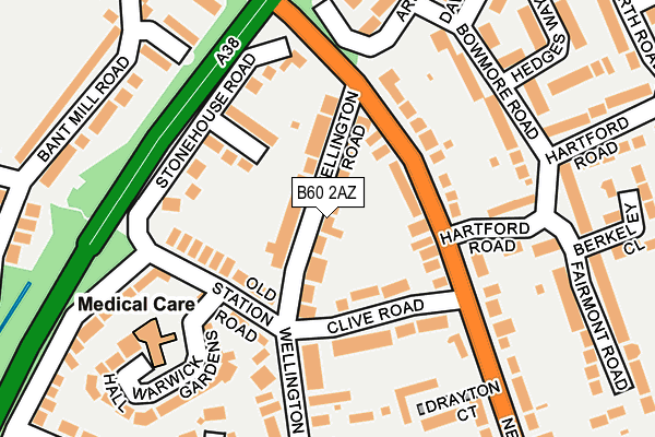 B60 2AZ map - OS OpenMap – Local (Ordnance Survey)