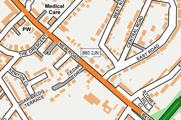 B60 2JN map - OS OpenMap – Local (Ordnance Survey)