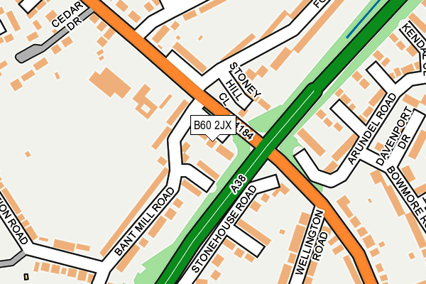 B60 2JX map - OS OpenMap – Local (Ordnance Survey)