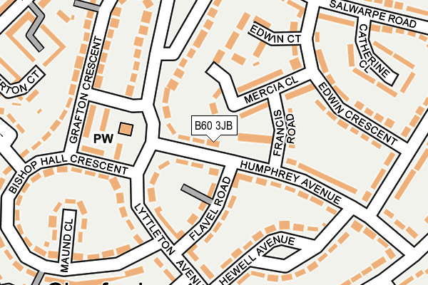 B60 3JB map - OS OpenMap – Local (Ordnance Survey)