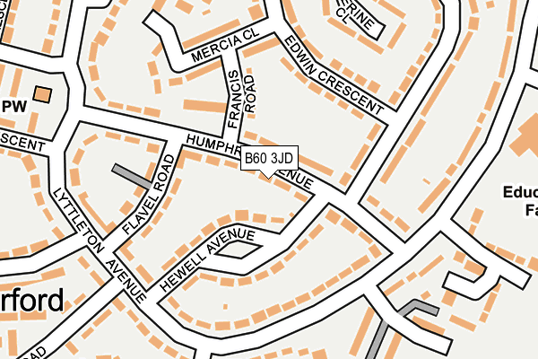 B60 3JD map - OS OpenMap – Local (Ordnance Survey)