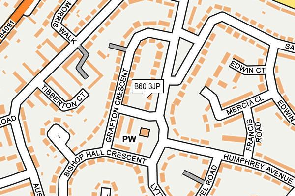 B60 3JP map - OS OpenMap – Local (Ordnance Survey)
