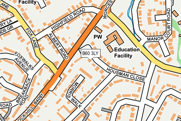 B60 3LY map - OS OpenMap – Local (Ordnance Survey)