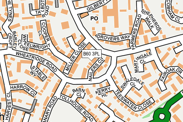 B60 3PL map - OS OpenMap – Local (Ordnance Survey)