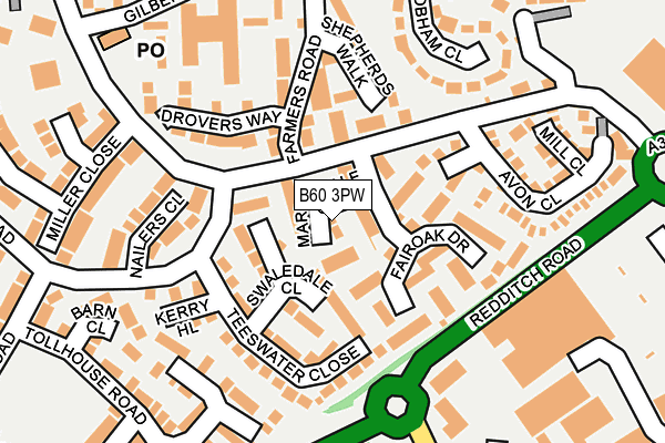 B60 3PW map - OS OpenMap – Local (Ordnance Survey)