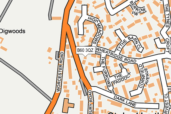 B60 3QZ map - OS OpenMap – Local (Ordnance Survey)