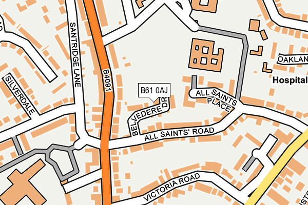 B61 0AJ map - OS OpenMap – Local (Ordnance Survey)