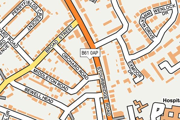 B61 0AP map - OS OpenMap – Local (Ordnance Survey)