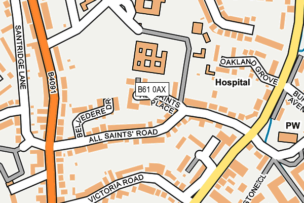 B61 0AX map - OS OpenMap – Local (Ordnance Survey)