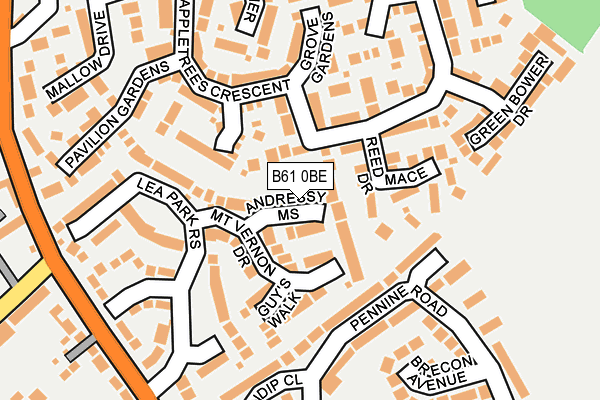 B61 0BE map - OS OpenMap – Local (Ordnance Survey)