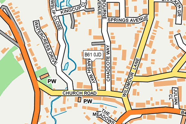 B61 0JD map - OS OpenMap – Local (Ordnance Survey)
