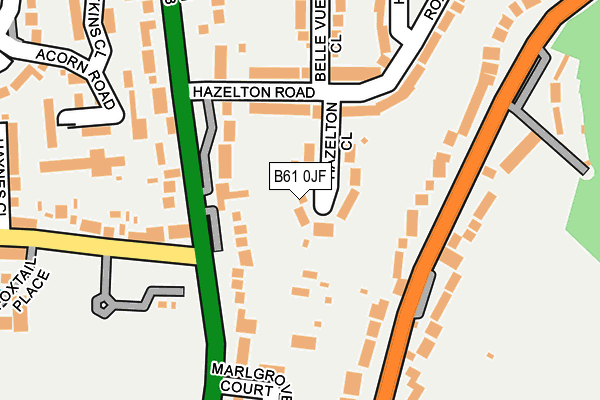 B61 0JF map - OS OpenMap – Local (Ordnance Survey)