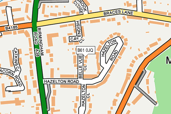 B61 0JQ map - OS OpenMap – Local (Ordnance Survey)