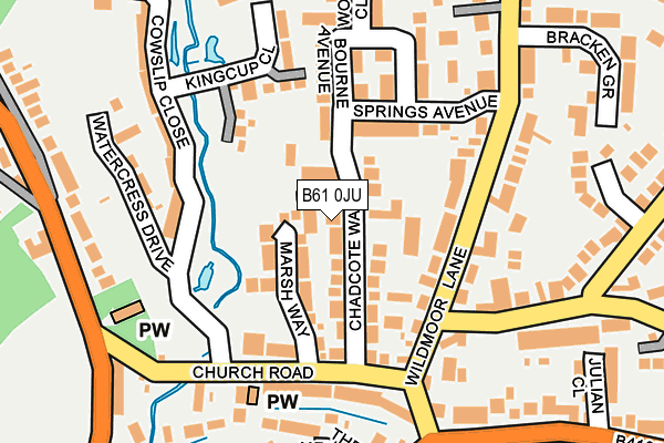 B61 0JU map - OS OpenMap – Local (Ordnance Survey)