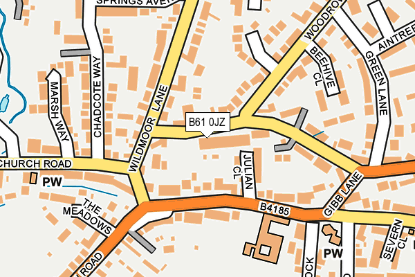 B61 0JZ map - OS OpenMap – Local (Ordnance Survey)