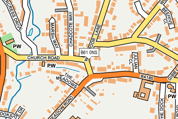 B61 0NS map - OS OpenMap – Local (Ordnance Survey)