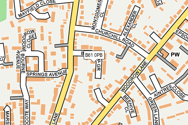 B61 0PB map - OS OpenMap – Local (Ordnance Survey)