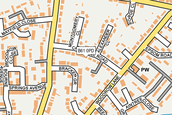 B61 0PD map - OS OpenMap – Local (Ordnance Survey)