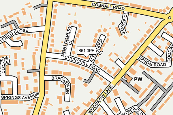 B61 0PE map - OS OpenMap – Local (Ordnance Survey)