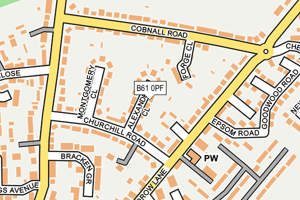 B61 0PF map - OS OpenMap – Local (Ordnance Survey)