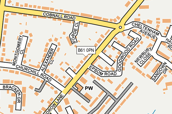 B61 0PN map - OS OpenMap – Local (Ordnance Survey)