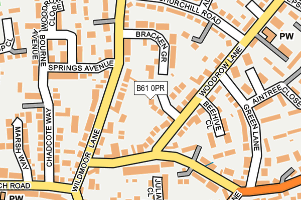 B61 0PR map - OS OpenMap – Local (Ordnance Survey)