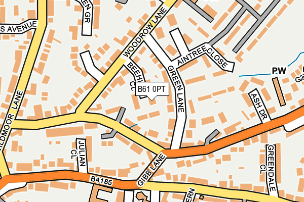 B61 0PT map - OS OpenMap – Local (Ordnance Survey)