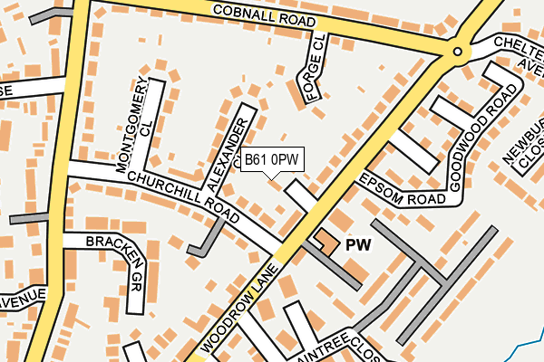 B61 0PW map - OS OpenMap – Local (Ordnance Survey)