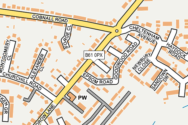 B61 0PX map - OS OpenMap – Local (Ordnance Survey)