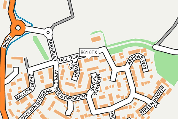 B61 0TX map - OS OpenMap – Local (Ordnance Survey)
