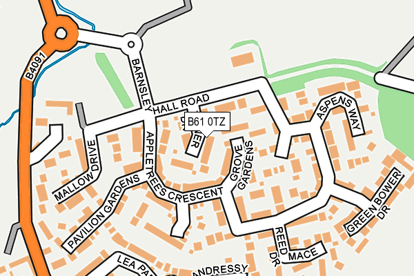 B61 0TZ map - OS OpenMap – Local (Ordnance Survey)