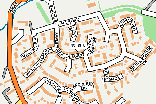 B61 0UA map - OS OpenMap – Local (Ordnance Survey)