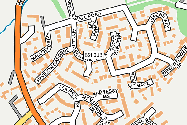 B61 0UB map - OS OpenMap – Local (Ordnance Survey)