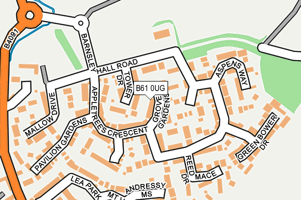B61 0UG map - OS OpenMap – Local (Ordnance Survey)