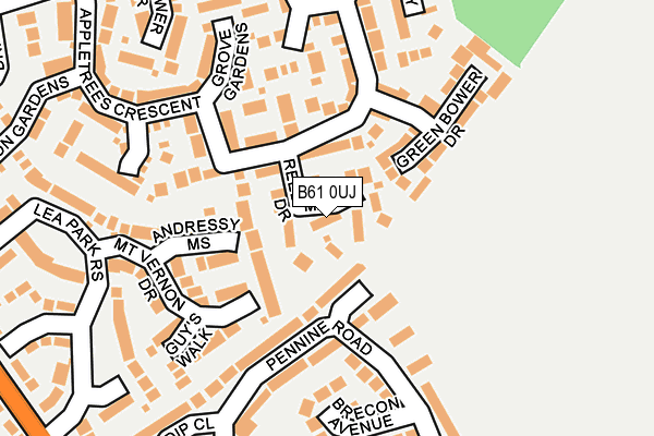 B61 0UJ map - OS OpenMap – Local (Ordnance Survey)