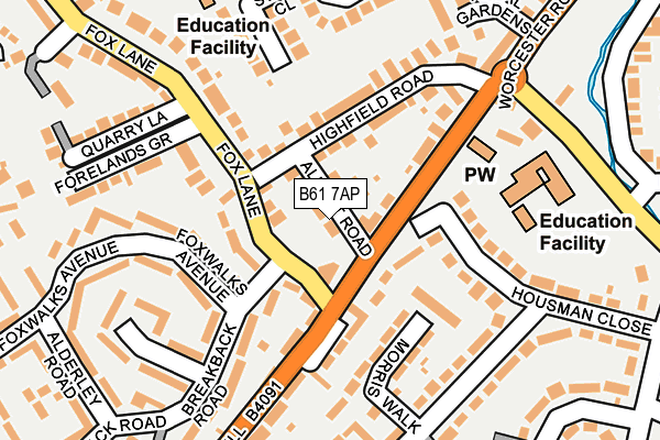 B61 7AP map - OS OpenMap – Local (Ordnance Survey)