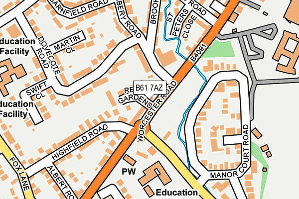 B61 7AZ map - OS OpenMap – Local (Ordnance Survey)