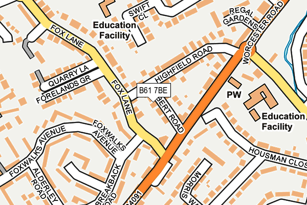 B61 7BE map - OS OpenMap – Local (Ordnance Survey)