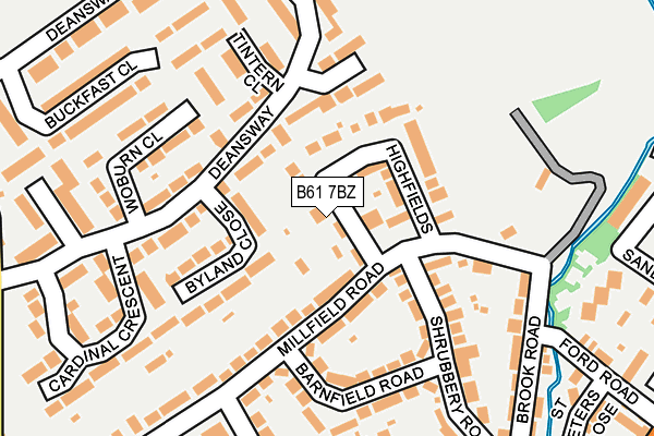 B61 7BZ map - OS OpenMap – Local (Ordnance Survey)
