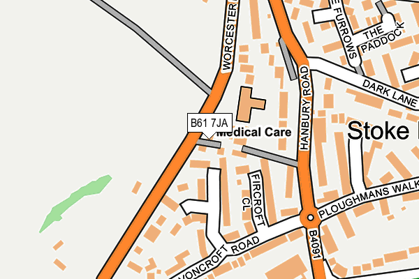 B61 7JA map - OS OpenMap – Local (Ordnance Survey)