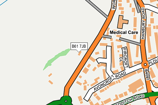 B61 7JB map - OS OpenMap – Local (Ordnance Survey)